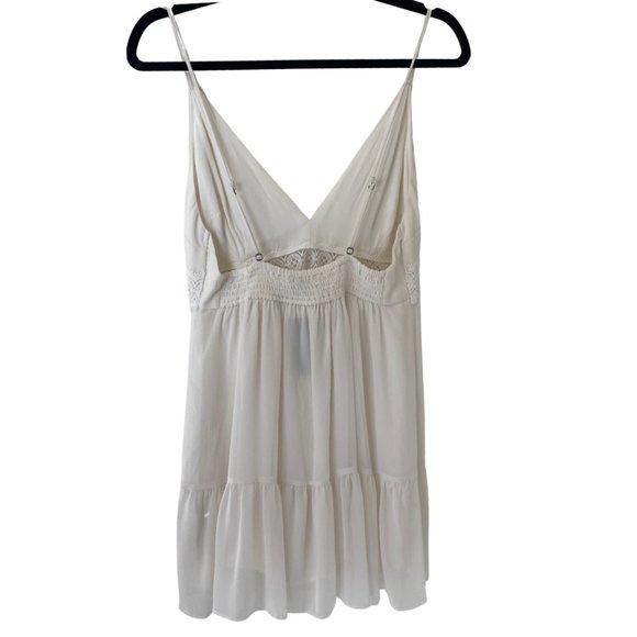 NWT Abercrombie & Fitch - Lace Trim Ivory Mini Dress - Size: Medium - Picture 11 of 16